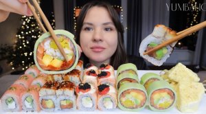 МУКБАНГ я беременна ?? !!! Едим роллы и думаем что делать дальше mukbang sushi