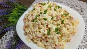 Салат с крабовыми палочками. Съедают и просят ещё. Рецепт
