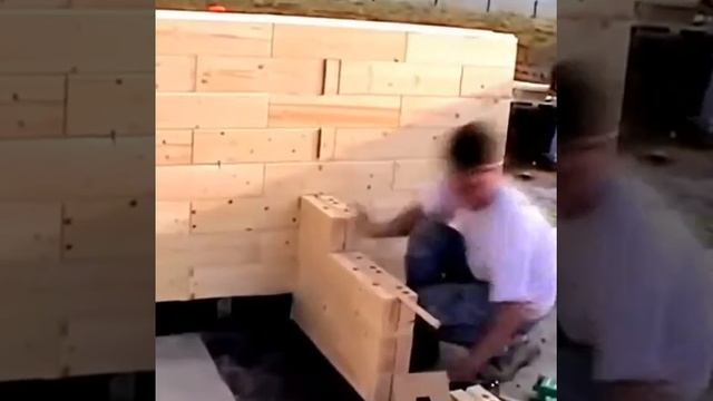 Интересная технология строительства дома из деревянных кирпичей