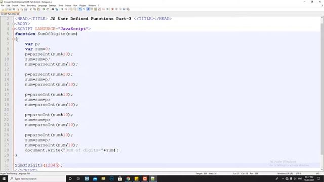User Defined Functions Part 3 | JavaScript Hindi Tutorial