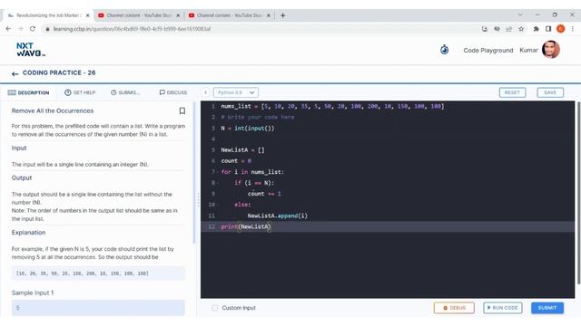 Remove All the Occurrences || Coding Prcatice 26 || Python coding tips tricks || Nxtwave || CCBP 4.