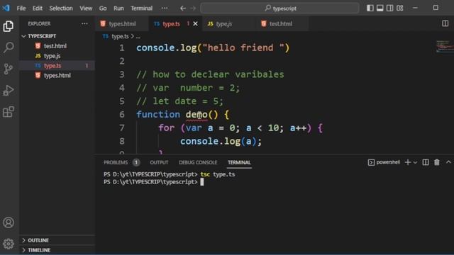 let & var in typescript | let & var in typescript hindi | let & var in typescript playlist #2