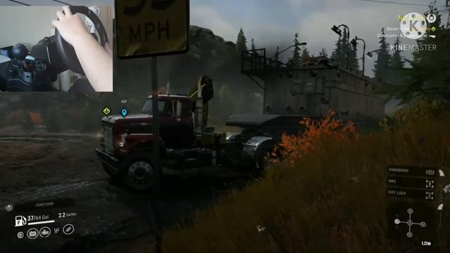 snowrunner-moving a massive generator-steeringwheel-shifter-logitech-g920