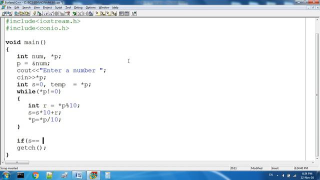 Palindrome Number By Pointer In C++