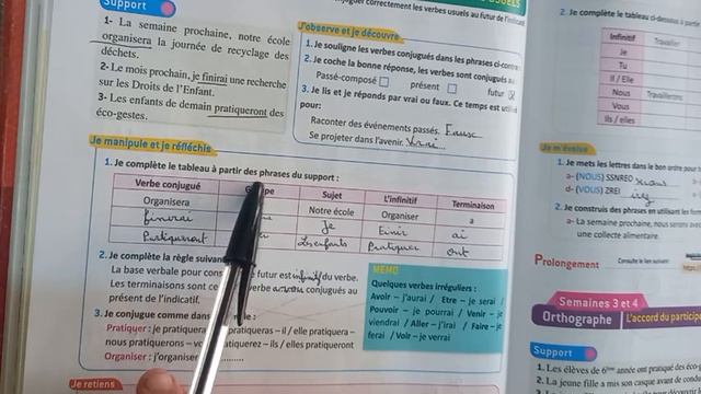 Le futur simple de ľindicatif verbes usuels,français pratique 6ème année primaire pages:68/69 смотреть онлайн