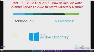 VCP8-DCV 2023 | Part-6 | How to Join VMWare vCenter Server/VCSA to Windows Active Directory Domain