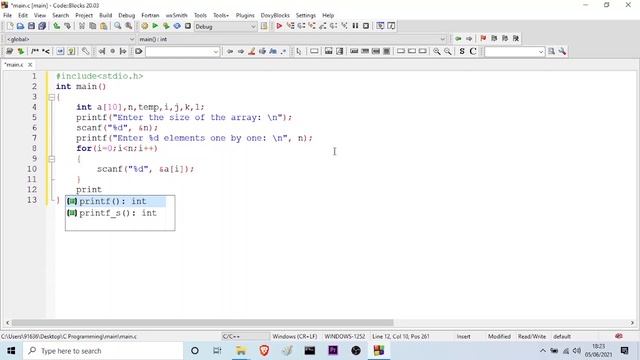 20. Searching And Sorting Algorithms || Bubble Sort In C Programming