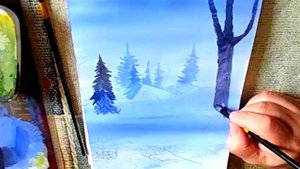Как нарисовать зимний пейзаж гуашью/Эффектный подмалевок