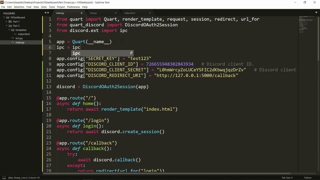 How to make a Discord Bot Dashboard with Python | Part 2 (Using Quart and discord-ext-ipc) смотреть онлайн
