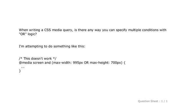CSS : CSS media queries: max-width OR max-height