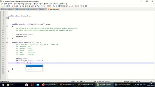 reverse a string using recursion in java