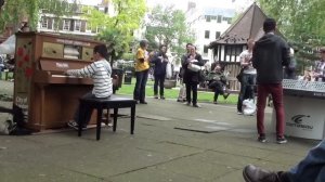 11 year old George Harliono plays Moonlight Sonata (3rd mov) on a Street Piano in the rain.
