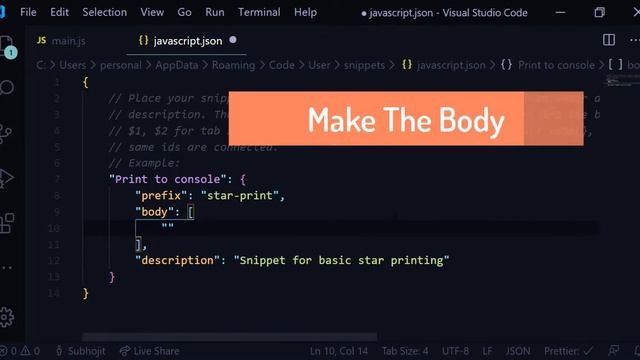 How To Make Code Snippet In VS CODE