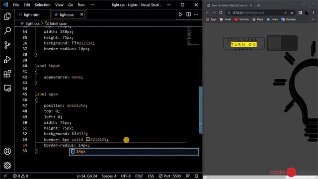 Light Bulb On and Off Toggle Switch using Html CSS Only | Tutorial for Beginners  @Code Village