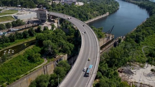 ПЛОТИНА Запорожье. ДнепроГЭС. Шлюзование судов. Обновленный правобережный пляж. Аэросъемка