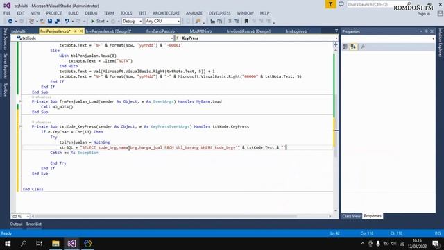 13.  Pembuatan Form Transaksi Penjualan Bagian 1