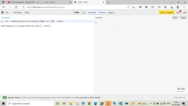 Javascript Interview Questions Answers - Display “Hai” for every 1 second for 5 seconds