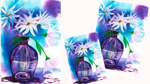 Натюрморт гуашью. Рисуем цветы в вазе.