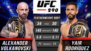 Смотреть бой Волкановски - Родригез на UFC 290