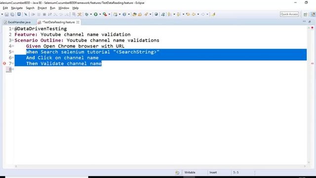 Cucumber Framework Selenium Tutorial-04 How to Read 'YES' Row Test Data from Excel File