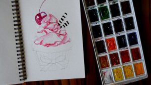 How to draw a beautiful cupcake in watercolor ~Как нарисовать красивый кекс акварелью