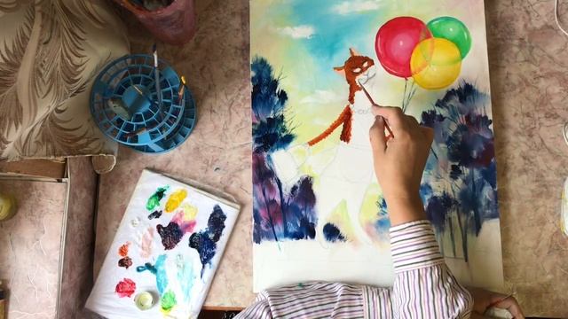 Котик нарисовать маслом oil смотреть онлайн