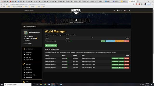 How to create a World Backup on Nitrado Minecraft Servers 2020 Simple Tutorial смотреть онлайн