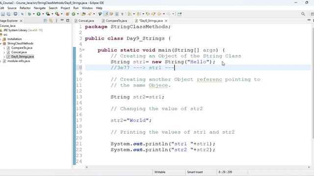 Day 09 String Constant Pool in JAVA| Object Reference in JAVA | Immutability Of Strings in JAVA