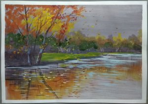 Мастер класс. Гуашь. ОСЕННИЙ ЛИСТОПАД