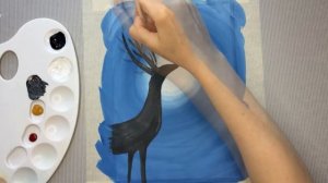 Рисуем оленя в зимнем лесу. Для детей от 6 лет| A deer into the winter forest painting
