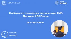 Особенности проведения закупок среди СМП. Практика ФАС России
