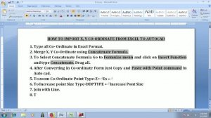 HOW TO IMPORT X,Y CO-ORDINATE FROM EXCEL TO AUTOCAD