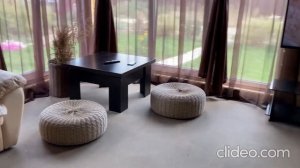 круглый пуф из искусственного ротанга цвет натуральная лоза