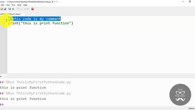 Comments In Python | Tutorial in Tamil | Tamil Programmer