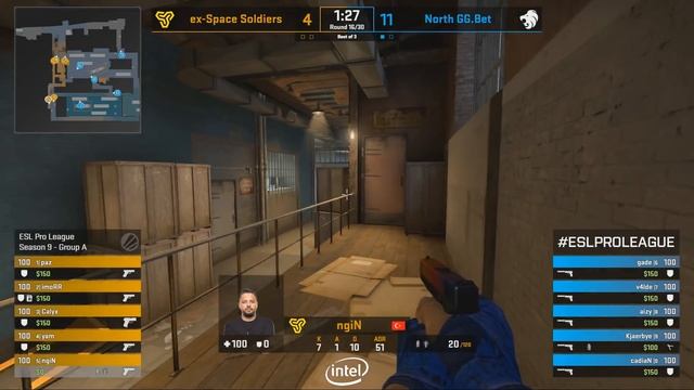 CS:GO - North vs. ex-Space Soldiers [Train] Map 2 - Group A - ESL Pro League Season 9 Europe смотреть онлайн