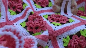 ДЕТСКИЙ ПЛЕД "РОЗА". ОБЗОР ПЛЕДА ИЗ РОЗ. Crochet Baby Blanket ROSE