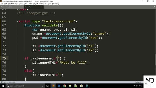 Form Validation Using Javascript in Hindi in 2022