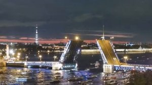 РАЗВОД МОСТОВ НАД НЕВОЙ..ПРОХОД КОРАБЛЕЙ ПОД МОСТАМИ САНКТ-ПЕТЕРБУРГ