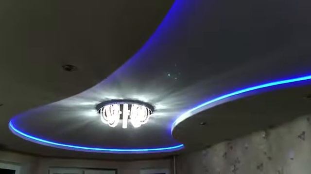 Двухуровневый натяжной потолок с подсветкой смотреть онлайн