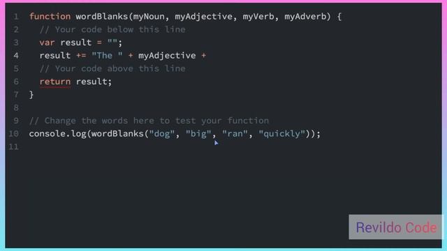 Word blanks in javascript | Javascript Full Course |#javascript | #Revildo_code