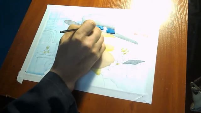 Как работать акварелью.  Гомер Симсон своими руками. смотреть онлайн