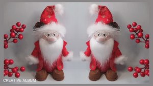 Дед Мороз из пластиковой бутылки, носка и фетра