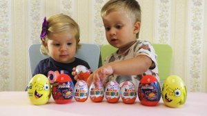 ✿ Открываем Киндеры и Яйца с Сюрпризами Kinder Surprise Eggs Unboxing Spongebob Spiderman