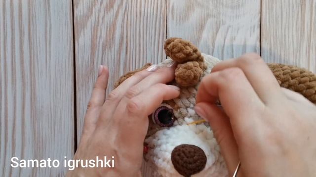Утяжка и оформление мордочки плюшевой Скай. Вязание крючком