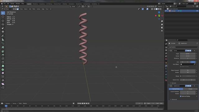Как сделать пружину в Блендере.(модификатор Screw).How to make a spring in a Blender.Screw modifier смотреть онлайн