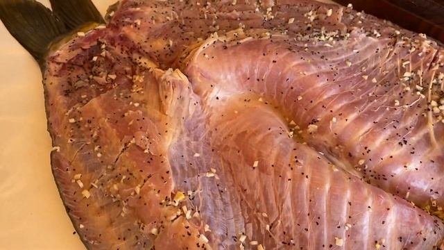 Казахское блюдо-КОКТАЛ из Карпа с овощами на гриле
