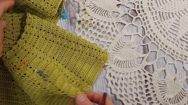 Летняя кофточка крючком с круглой кокеткой.  Часть 1.