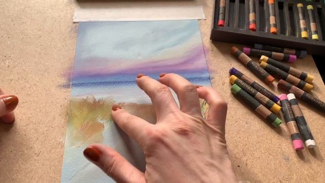 СУХАЯ ПАСТЕЛЬ ДЛЯ НАЧИНАЮЩИХ. Рисуем море поэтапно смотреть онлайн
