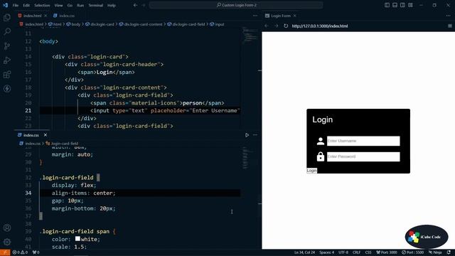 How to make Custom Login Form using HTML and CSS | Part 2 | #html5 #css3 #csstutorials #fullstack