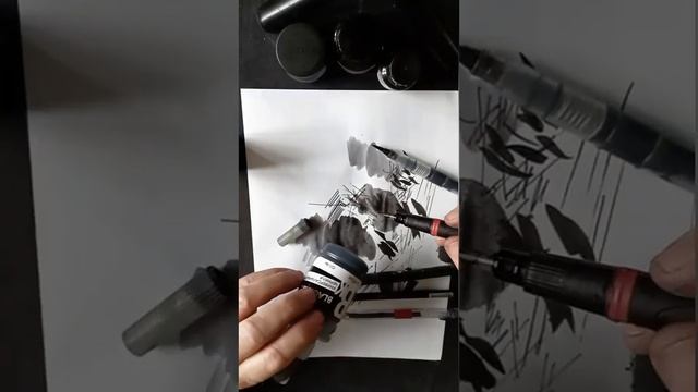 Материалы и инструменты для графики (1) Городской этюд по воображению Ink watermedia, UrbanSketchin смотреть онлайн